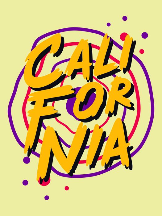 Plakat metalowy kolorowy nadruk full print California