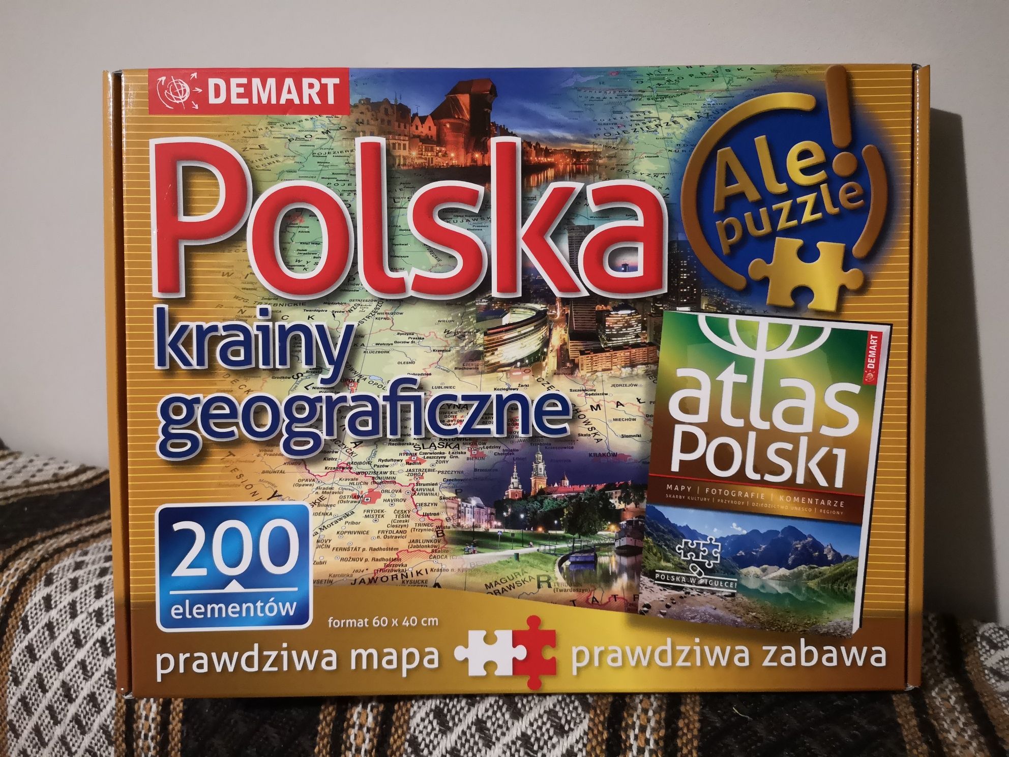 Puzzle mapa Polski 200 z atlasem i plakatem