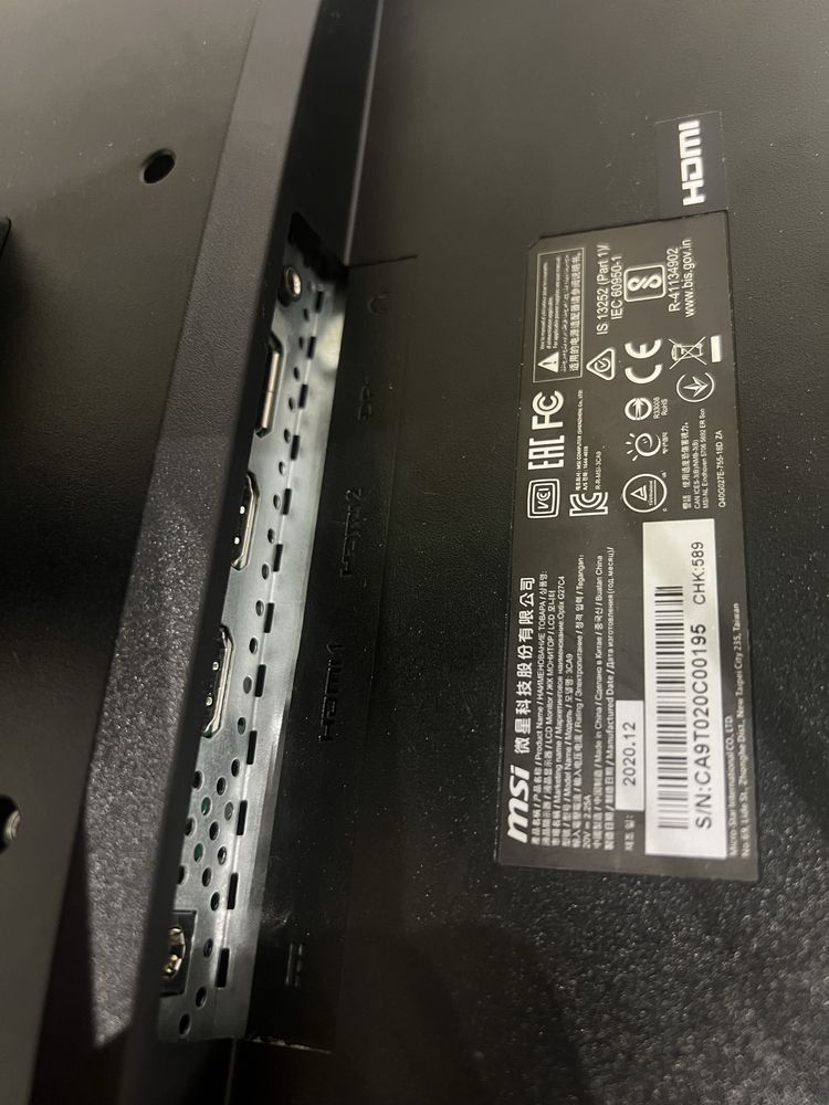 Monitor MSI Optix G27C4 27” 1920x1080px 165Hz 1ms Curved