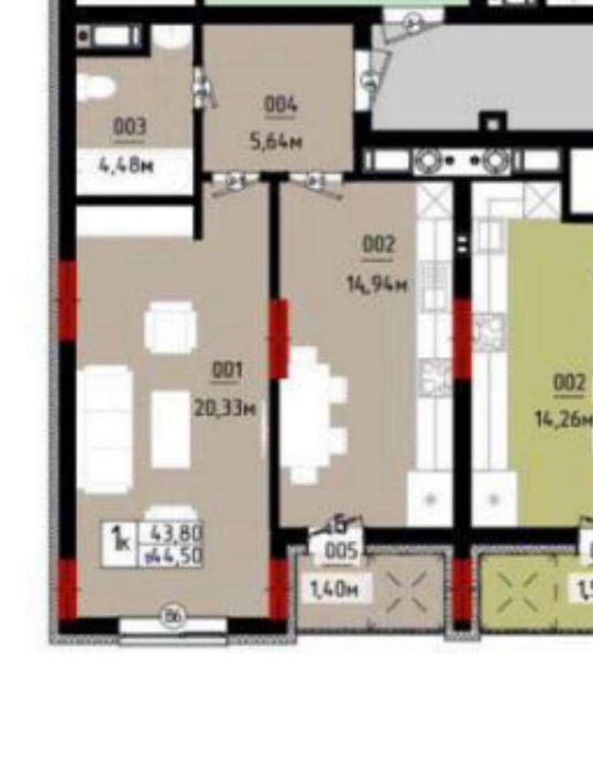 Продаж 1 км квартири в центрі міста з функціональним плануванням