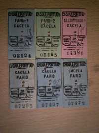 6 bilhetes de comboio antigos 1980/ 1981