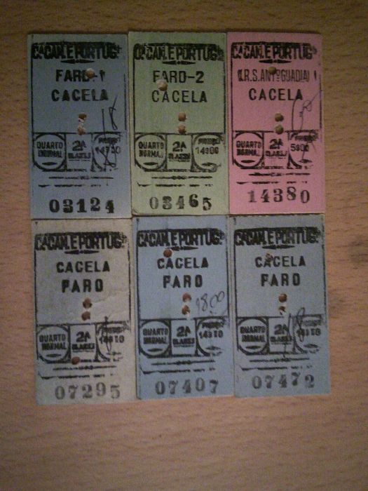 6 bilhetes de comboio antigos 1980/ 1981