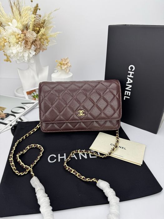 Сумка Chanel шкіра | бургунді | золота фурнітура