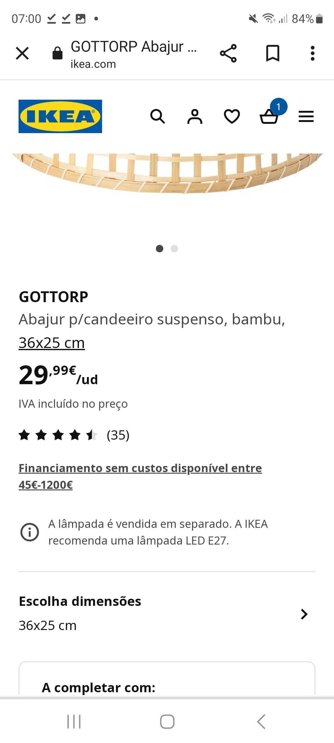 GOTTORP IKEA
Abajur p/candeeiro suspenso, Bambu