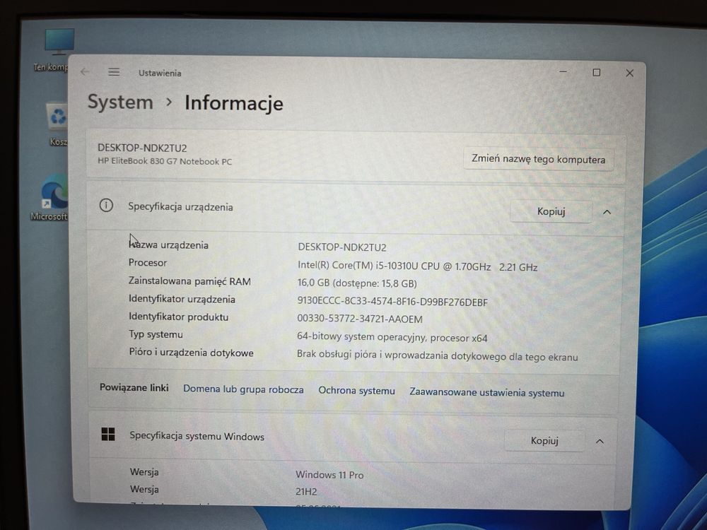 Laptop HP 830 G7 13,3" Intel Core i5 16GB / 256 GB srebrny