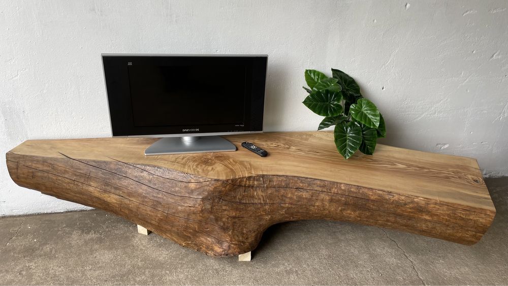 Stolik, konsola, kłoda, jesion pod telewizor