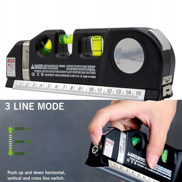 Poziomica laserowa pro led z miarą 250 cm baterie
