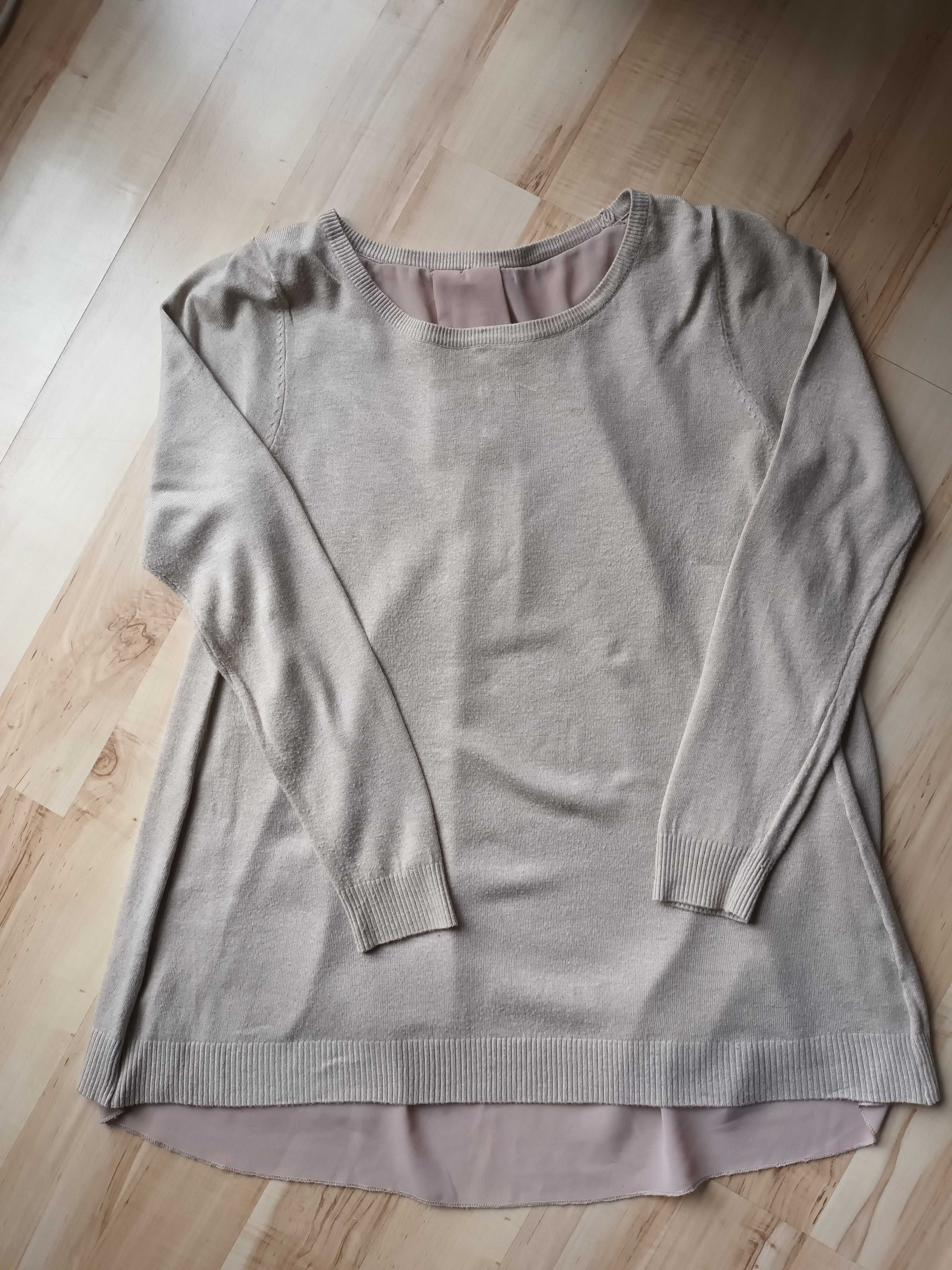 Beżowy sweter-tunika z ozdobnym tyłem/Made in Italy
