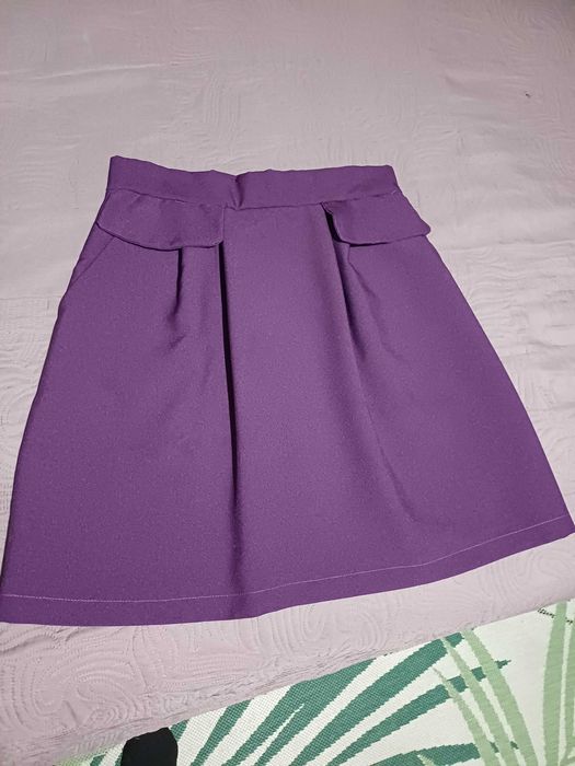 Fioletowa, rozkloszowana spódnica handmade rozmiar 36