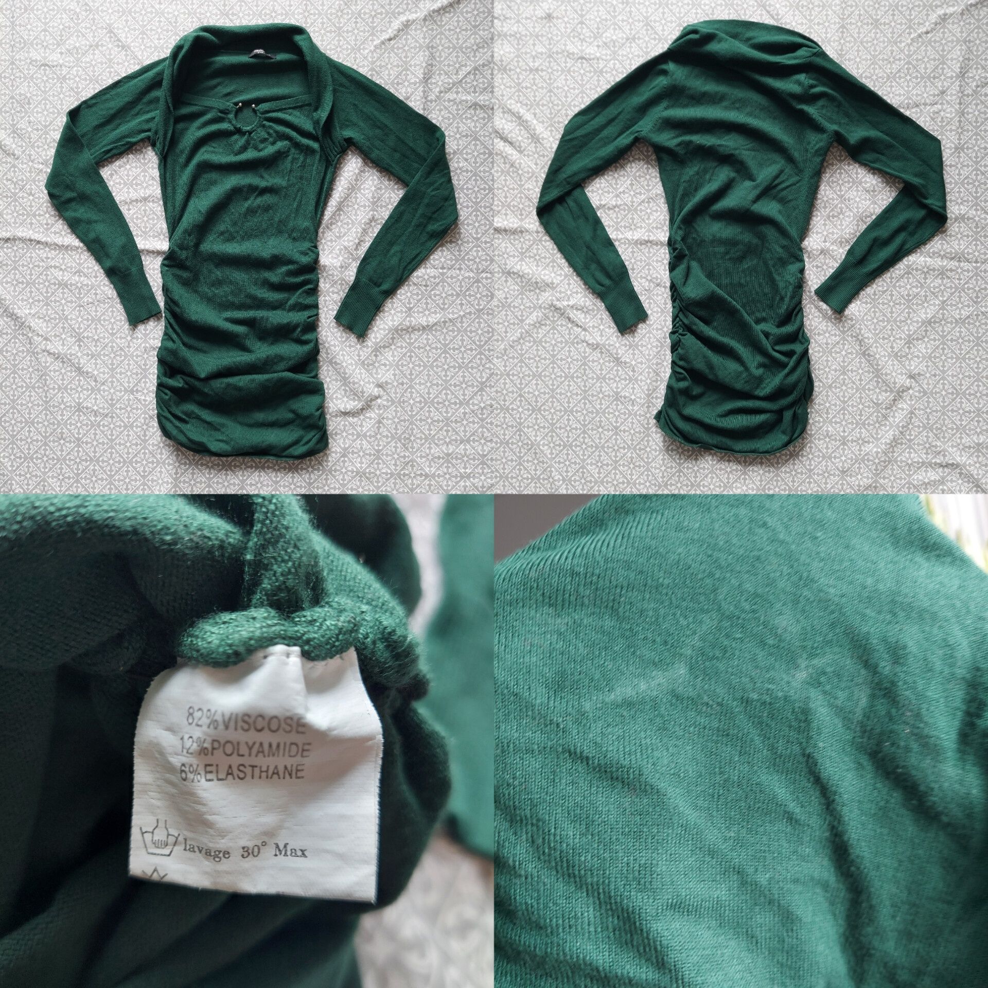 Sweterkowa sukienka 3 sztuki zestaw fioletowa zielona kremowa