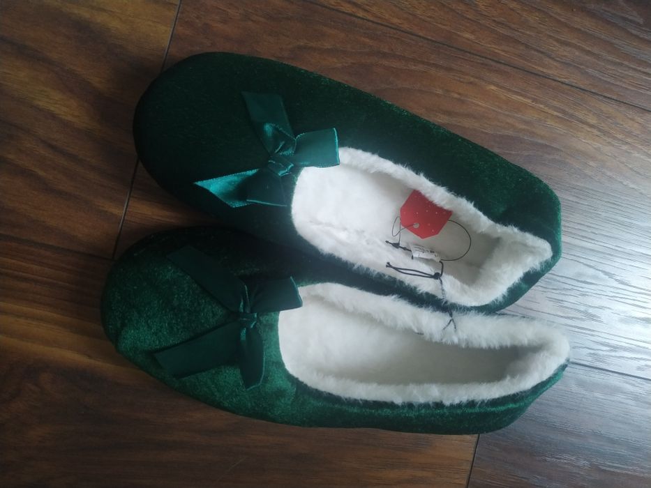 Kapcie baleriny damskie butelkowa zieleń milusie