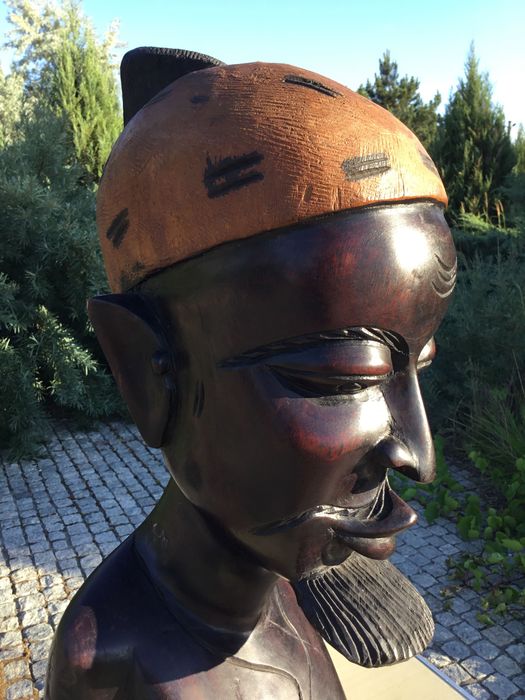 ОГРОМНАЯ статуя скульптура Африка Сенегал Вождь Воин Красное дерево