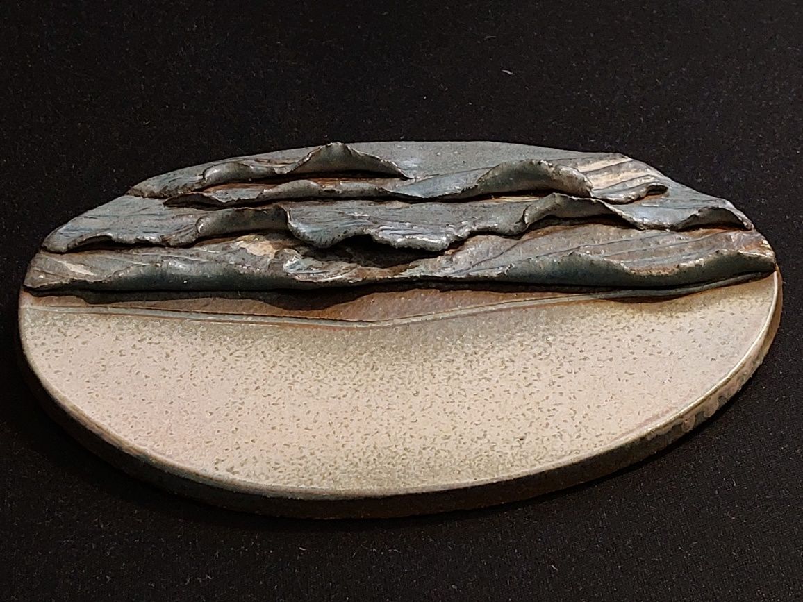 Obraz pejzaż morski ceramiczny relief  Sygnowany