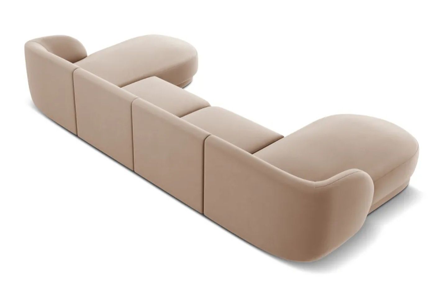 Sofa narożna beżowa z aksamitu Miley