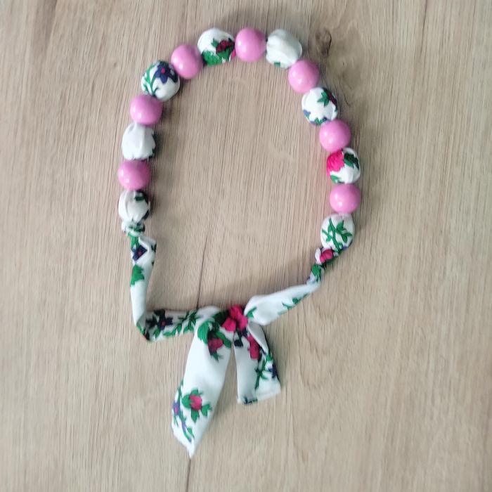 Korale dziewczęce dziecięce naszyjnik góralskie drewno wzór