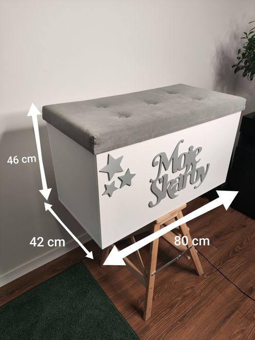 Skrzynia/kufer na zabawki z siedziskiem „Moje Skarby” 80×42×46 cm