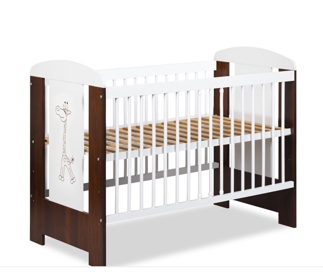 Łóżko łóżeczko dziecięce KLUPS SAFARI 120x60 biały orzech + MATERAC