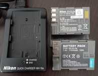 Nikon carregador MH-18a e duas baterias EN-EL3e