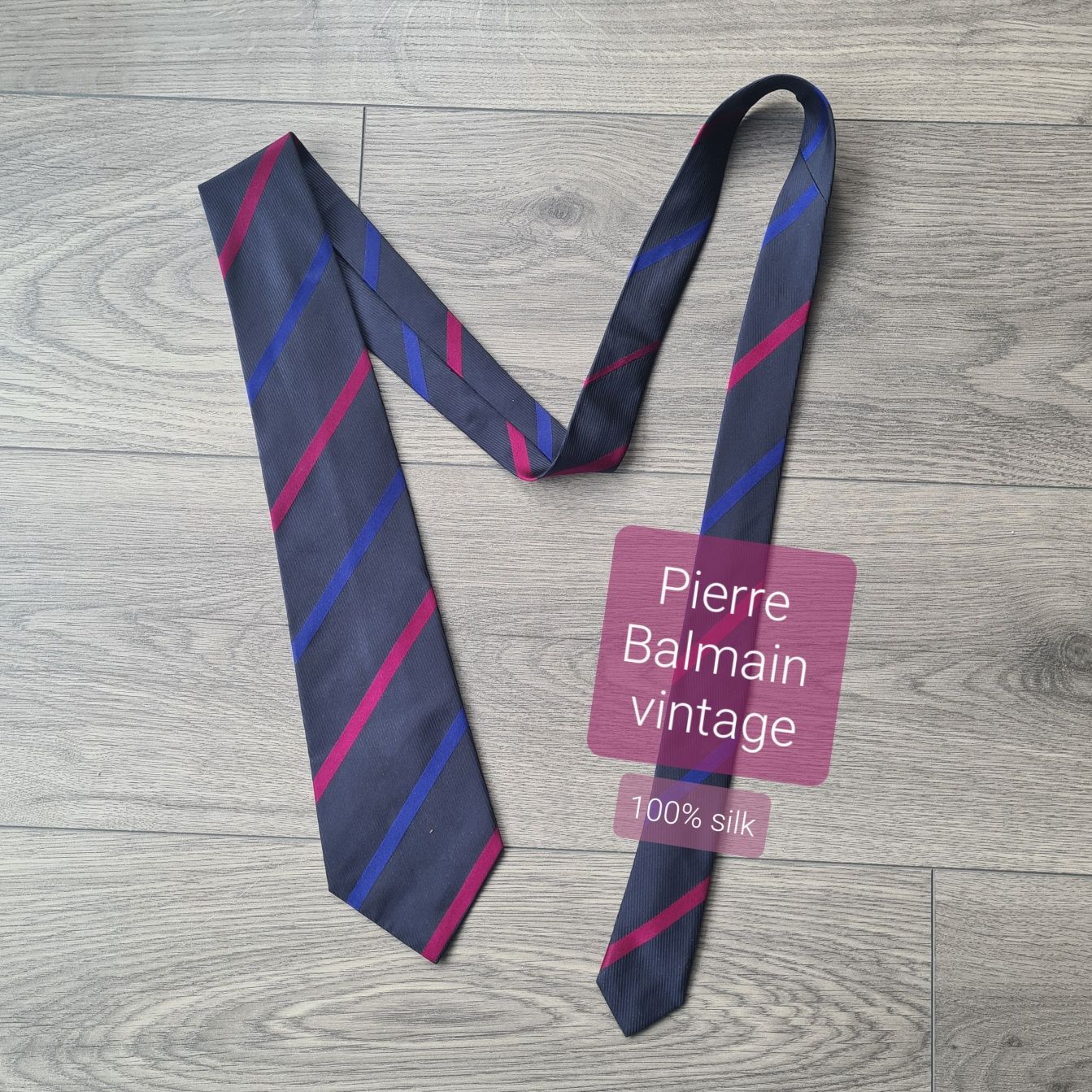 Vintage krawat Pierre Balmain retro 100% jedwab silk tie