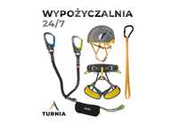 Zestaw Via Ferrata - kask, uprząż, lonża - wypożyczalnia, wynajem