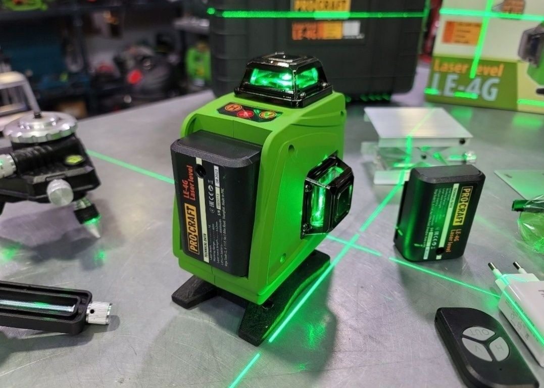 4D Лазерный уровень нивелир ProCraft 2Акум. Тонкий Луч Точный Гарантия