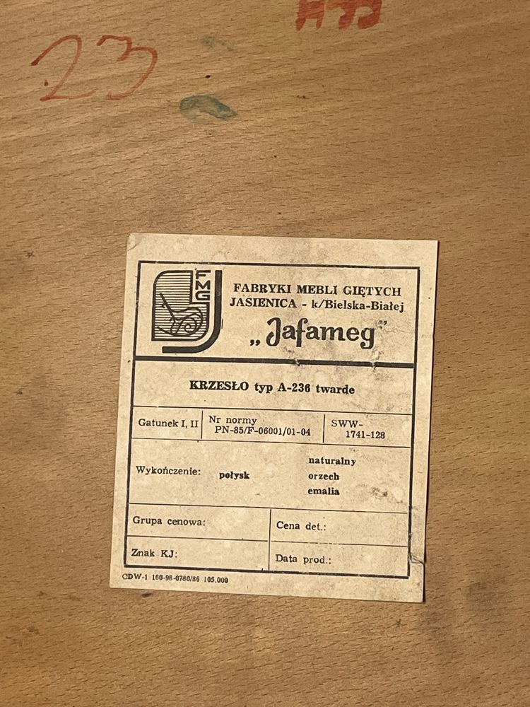 Krzesło Fameg Jasienica a236 sygnowane prl vintage retro
