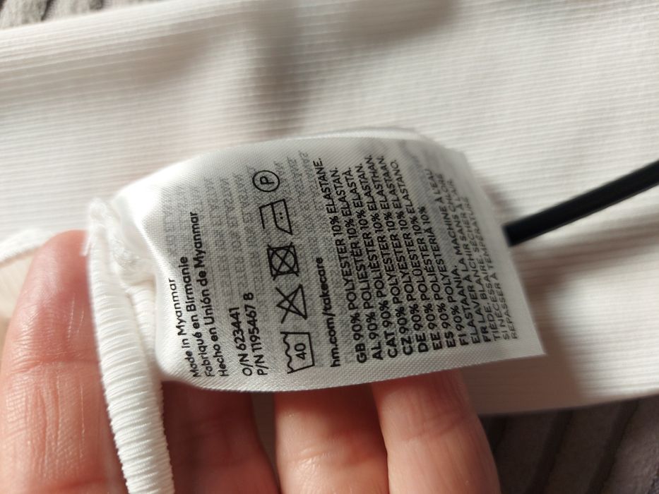 Body prążkowane kremowe dopasowane H&M XS