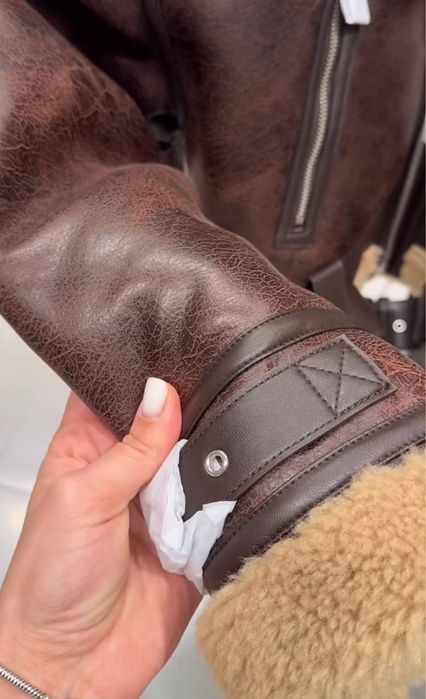 Новинка!Короткая коричневая дубленка ZARA-Xs,S. Пуховик,куртка авиатор