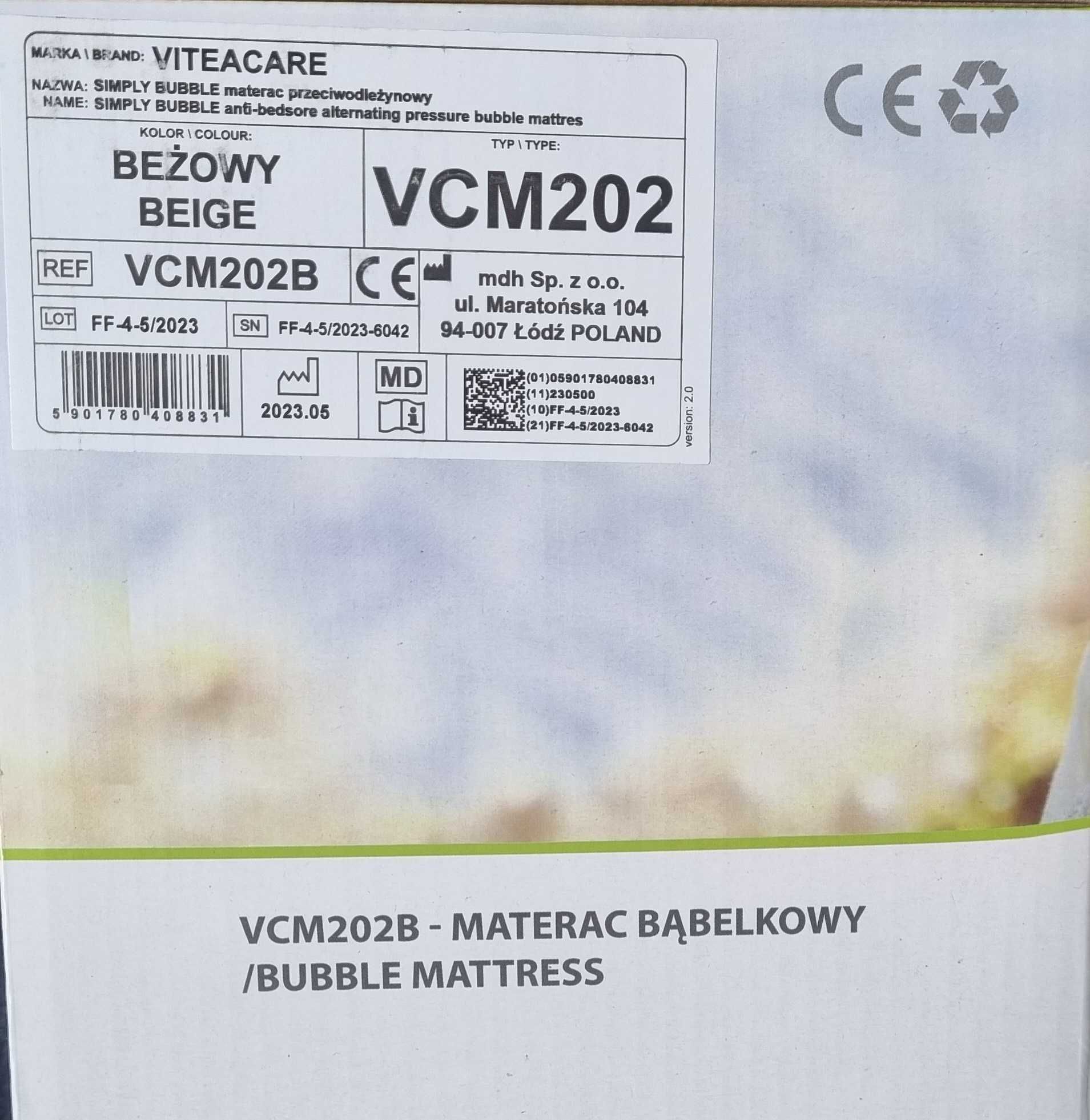 Materac przeciwodleżynowy Vitea Care VCM202B
