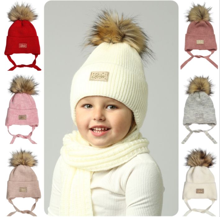 Зимова шапка для дівчинки. Шапка дитяча. Шапка дівчинці. Комплект.
