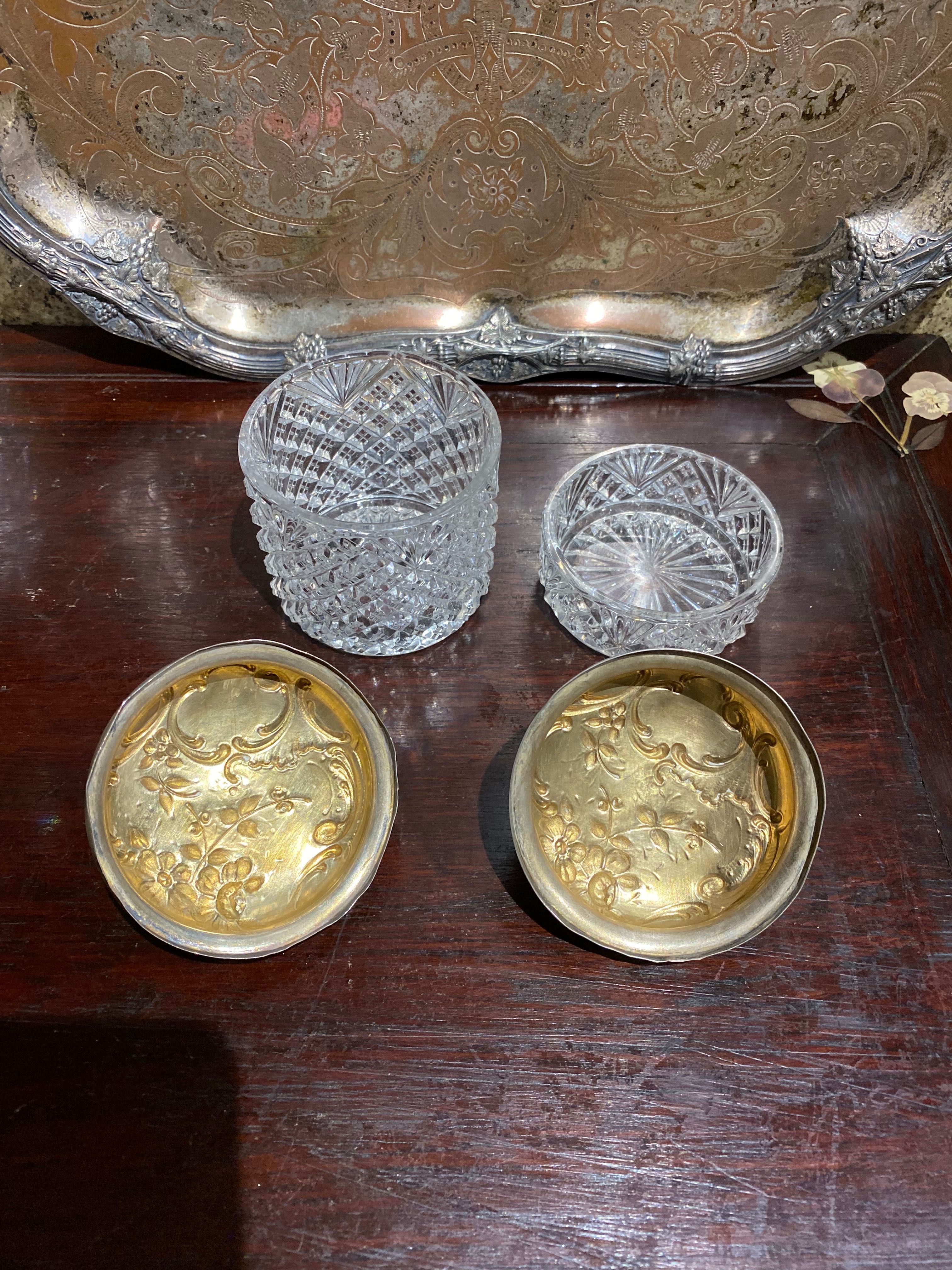 Caixas de Cristal Val saint Lambert Tampas prata Javali 11 cm