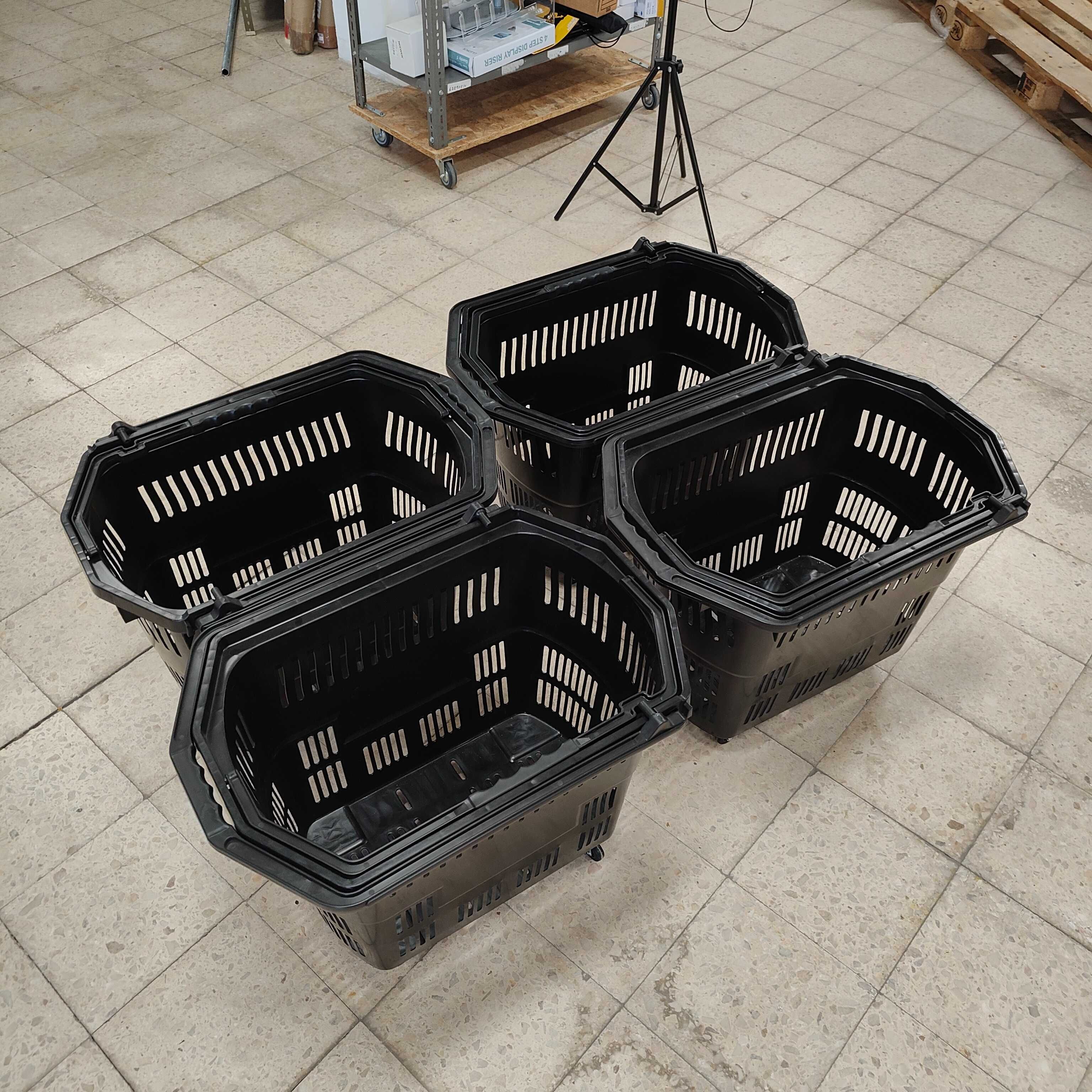 4 Cestos de compras com 4 rodas - 55L