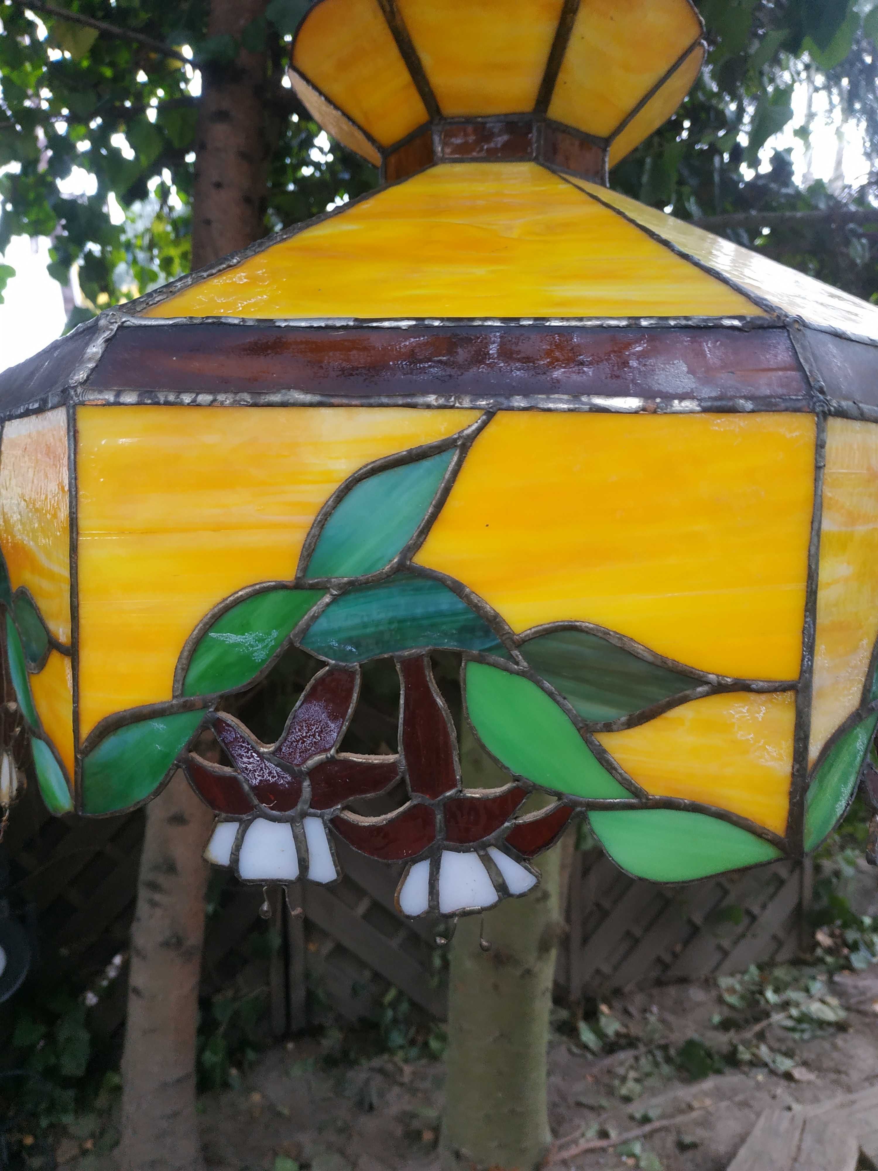 Lampa w stylu Tiffany witrażowa art deco wisząca