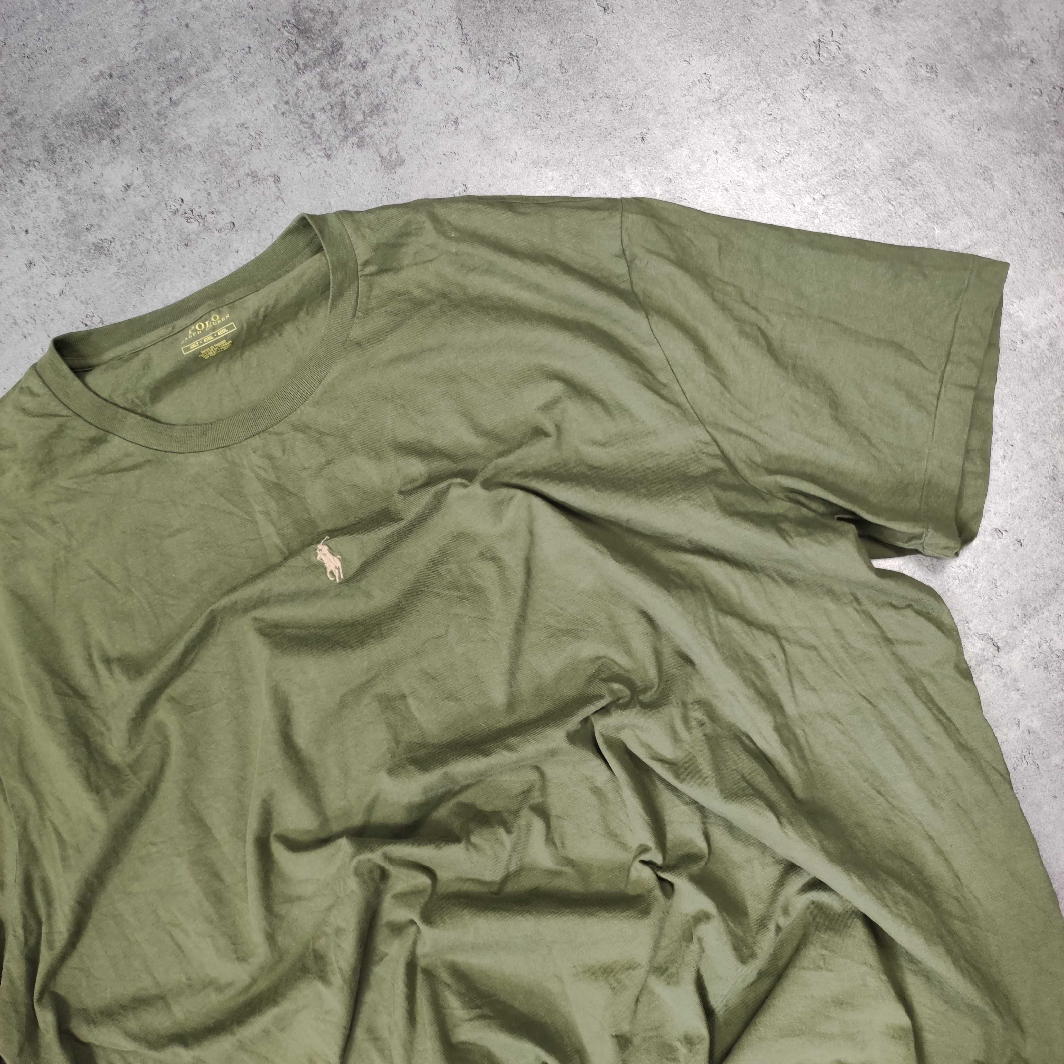 MĘSKA Koszulka PREMIUM DUŻA 4XL Polo Ralph Lauren Khaki Bawełna Haft