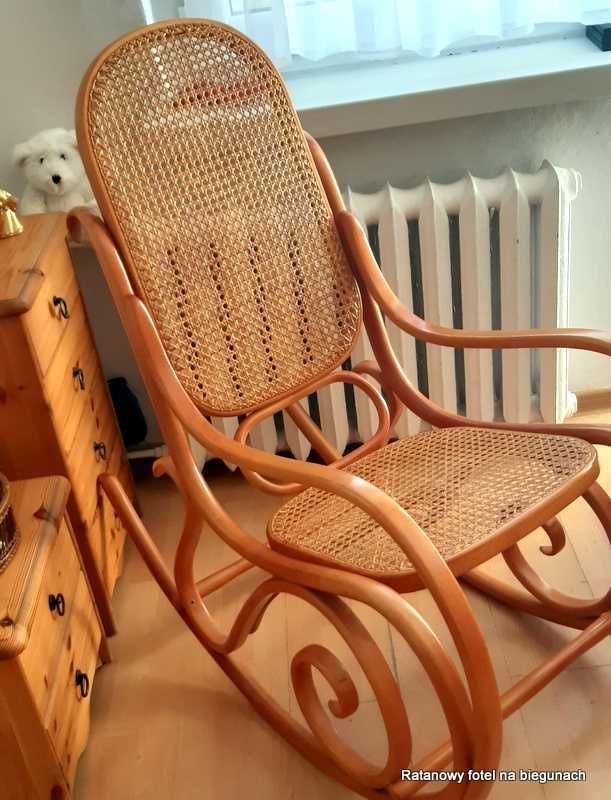 Rattanowy FOTEL BUJANY gięte bukowe drewno