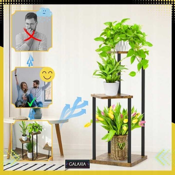 KWIETNIK STOJĄCY Stojak na Kwiaty Kwiatki Rośliny Drewniany Loft