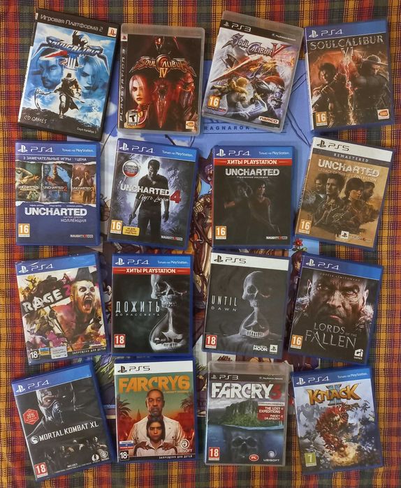 ДискSoul Calibur,Uncharted,Дожить до рассвета,Rage2,Shadow of War,GTA5