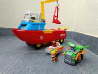 Psi Patrol statek morski + pojazdy sea patrol Zuma i śmieciarka Rocky