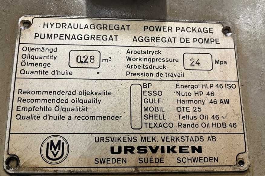 Gilotyna do stali Ursvik GST330 max 10mm Pneumatyczno-Hydrauliczna