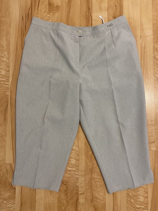 Adelina 48 4XL seledynowe spodenki spodnie capri na kant