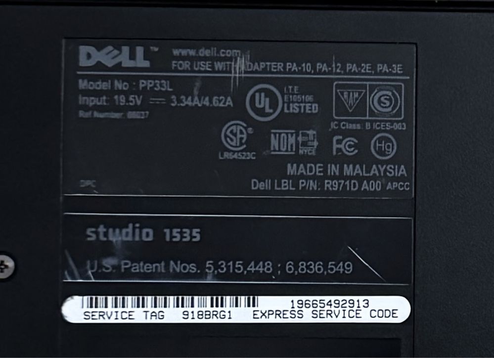 Laptop Dell Studio 1535