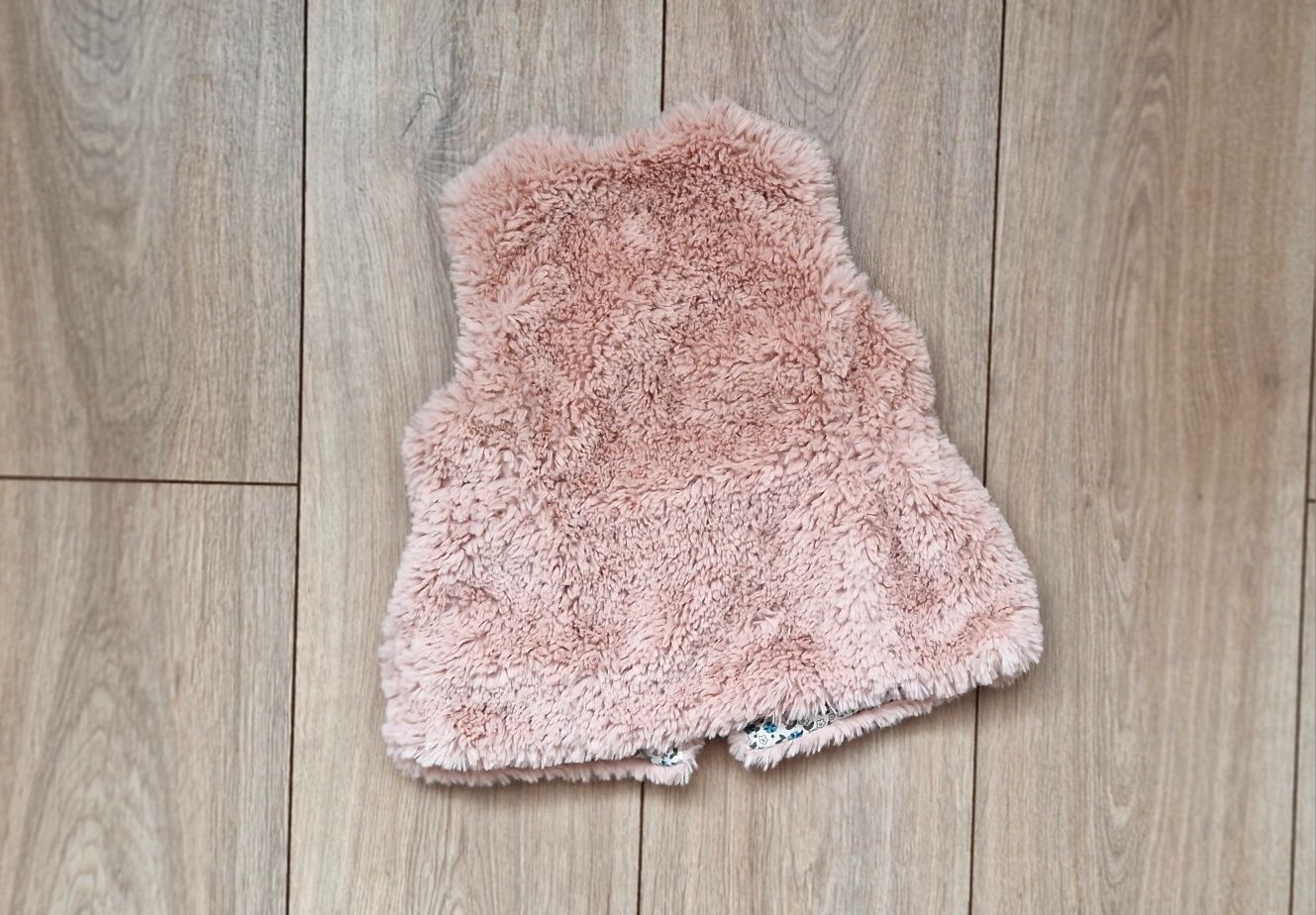 Zara kamizelka futrzana, różowa,  futerko 12-18 miesięcy,  86 cm