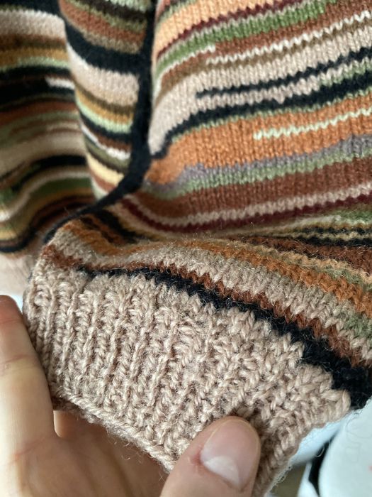 Wełniany sweter handmade pasy oversize