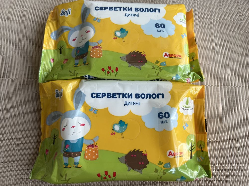 Детские влажные салфетки, 60 шт., с алоэ вера