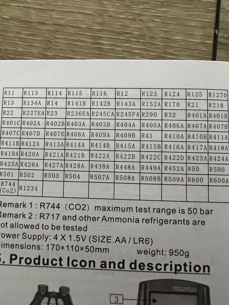 Manometr cyfrowy do obsługi klimatyzacji r22,R32,R134a DUOYI