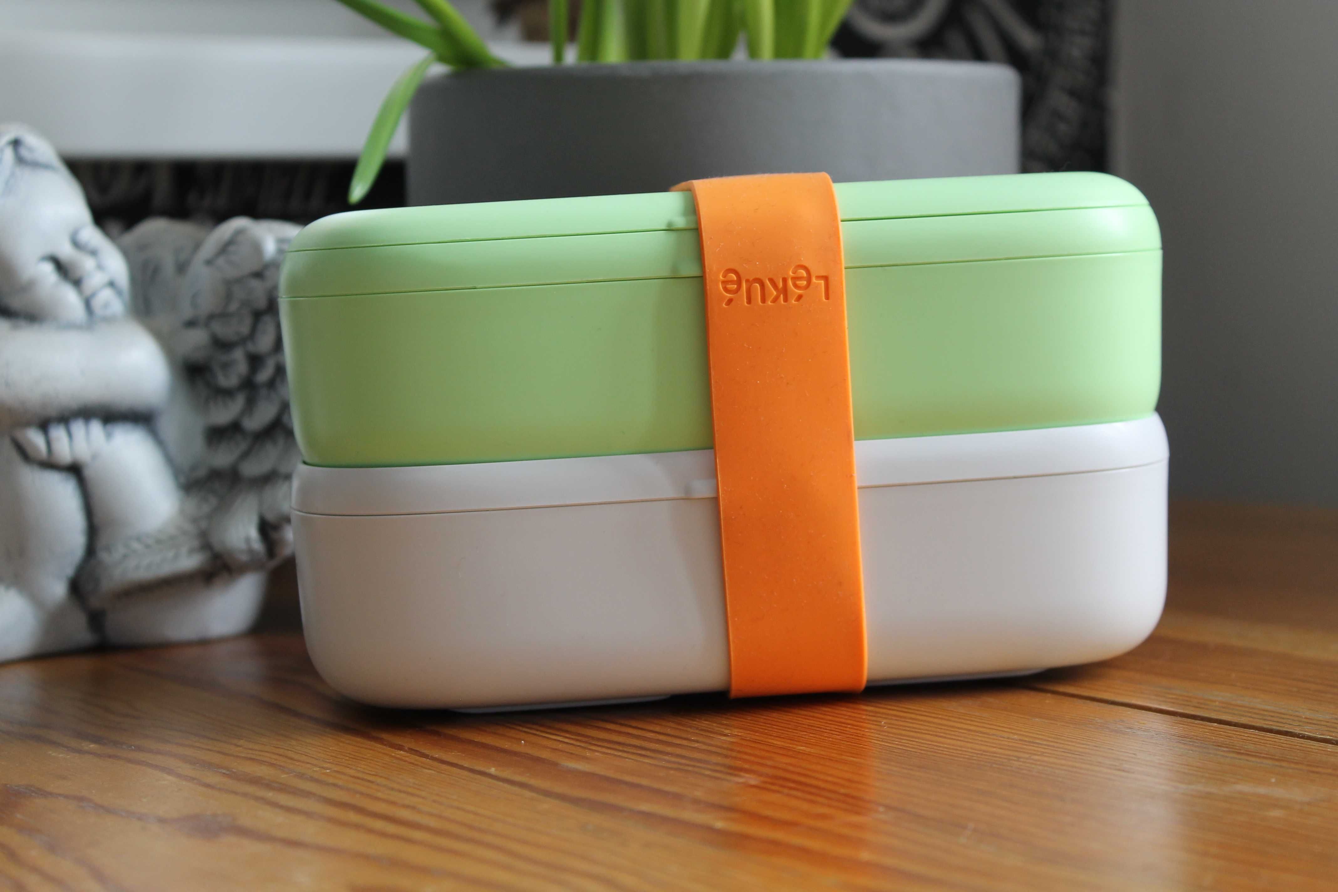 Lunchbox TO GO limonkowy Lekue, 2 hermetyczne pojemniki na żywność