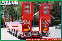 Mega Niskopodwozie 3 osie, 58 T DMC, dł. 910 cm, oś skrętna !!!  Okazja !!! Naczepa niskopodłogowa, najazdy hydruliczne 4.000 mm !!!