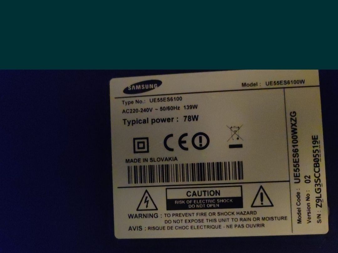 Tv Samsung 55 cali. Uszkodzona matryca. ue55es6100 samsung