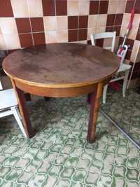 Unikatowy okragly rozkladany stol drewniany z PRL