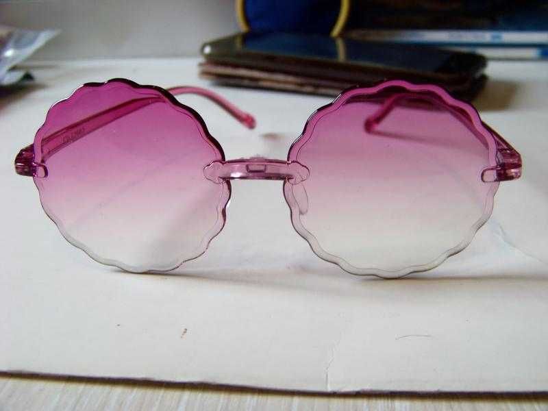 Детские очки от солнца с линзой антирефлекс круглые розовые градиент